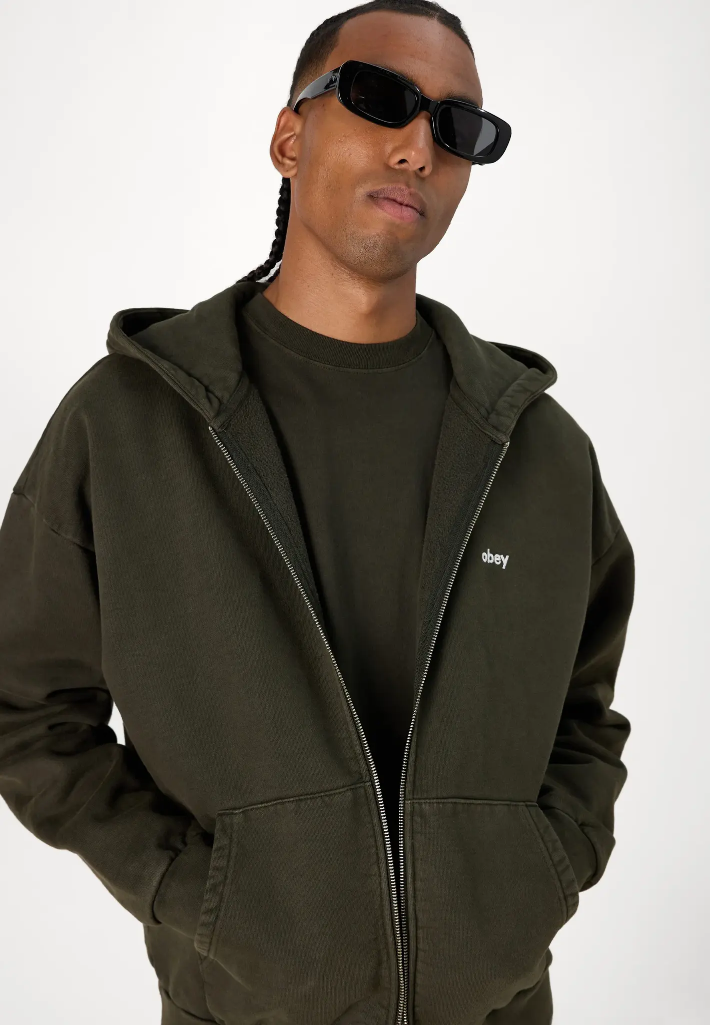 Obey Men Lowercase Pigment Zip Hoodie