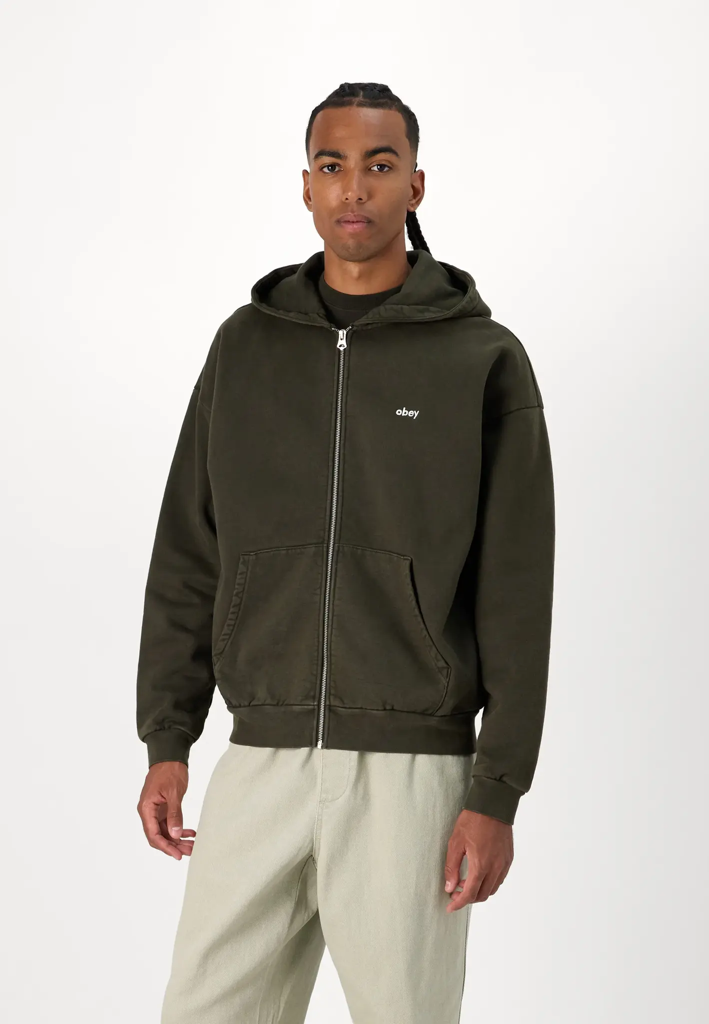 Obey Men Lowercase Pigment Zip Hoodie