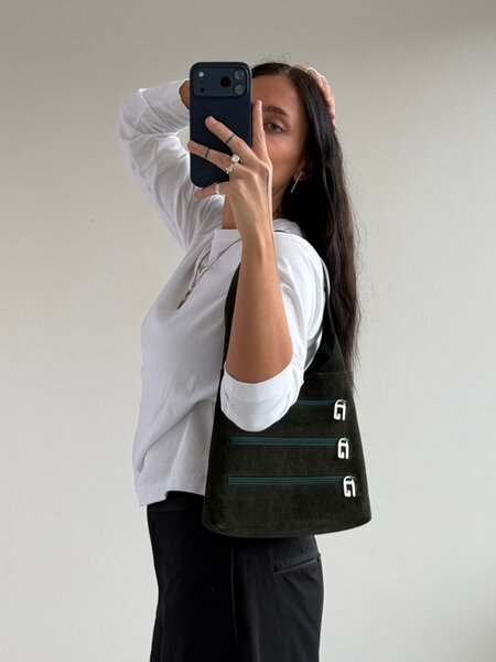 RR ARCHIVE Gucci Suede Zipper Handbag