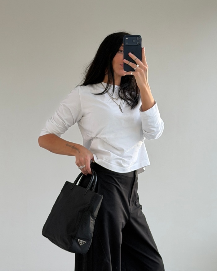 RR ARCHIVE Prada Tessuto Black Plexi Handle Tote