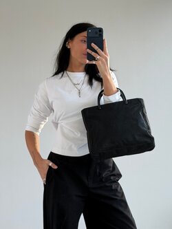 RR ARCHIVE Prada Tessuto Black Plexi Handle Tote