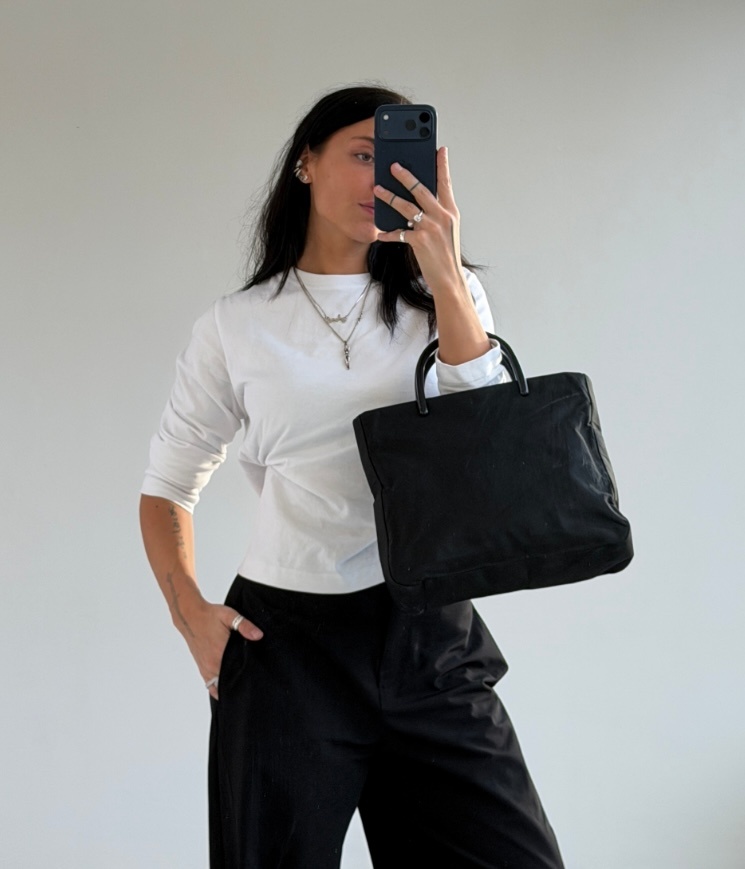 RR ARCHIVE Prada Tessuto Black Plexi Handle Tote