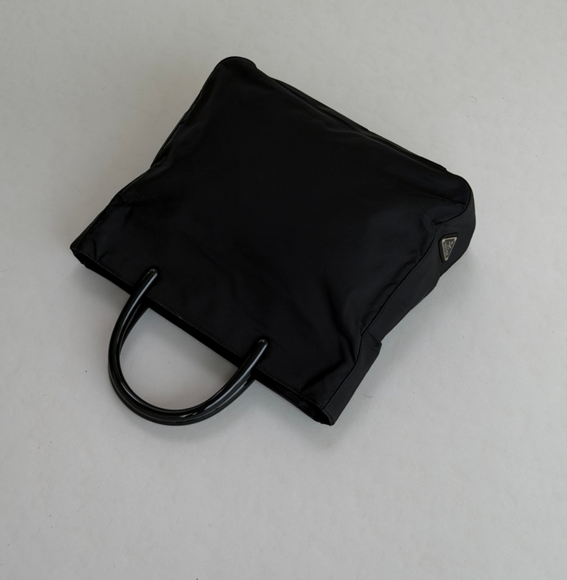 RR ARCHIVE Prada Tessuto Black Plexi Handle Tote