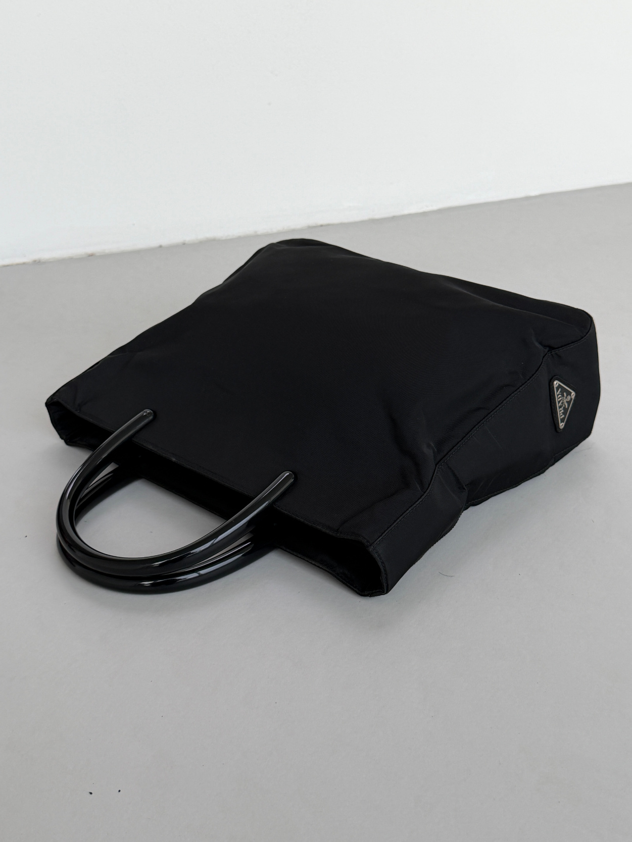 RR ARCHIVE Prada Tessuto Black Plexi Handle Tote