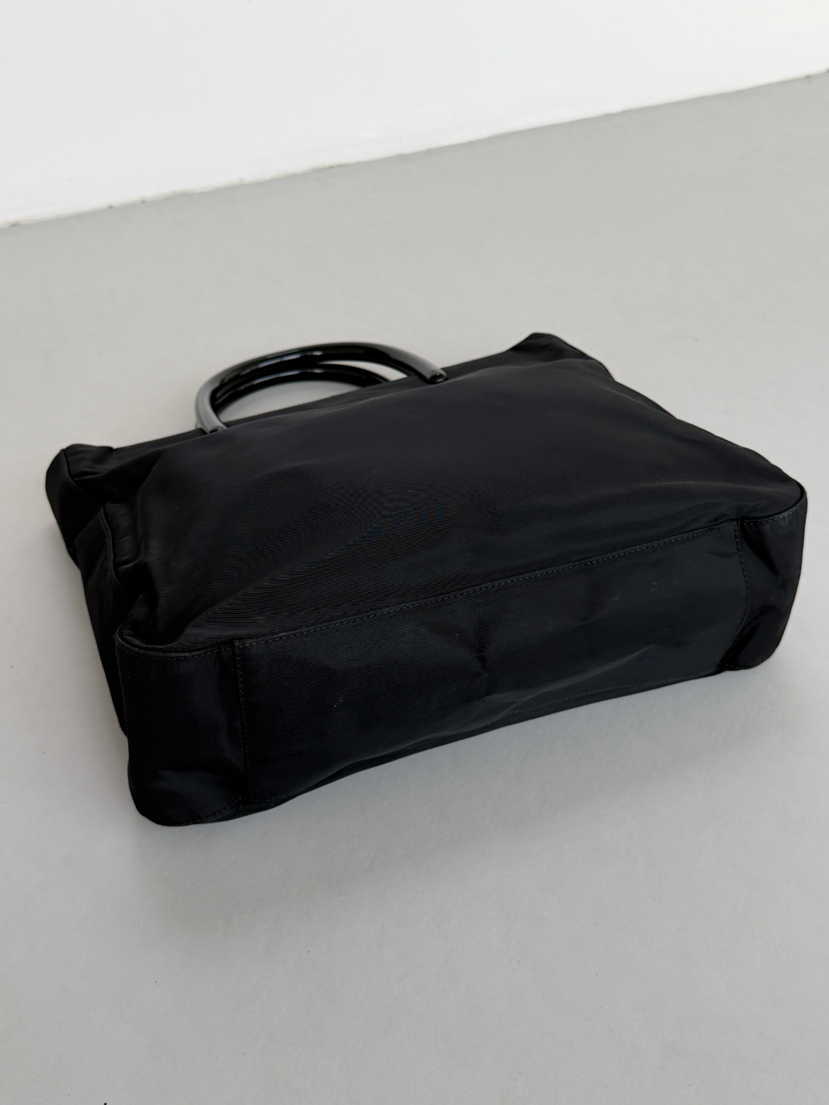 RR ARCHIVE Prada Tessuto Black Plexi Handle Tote