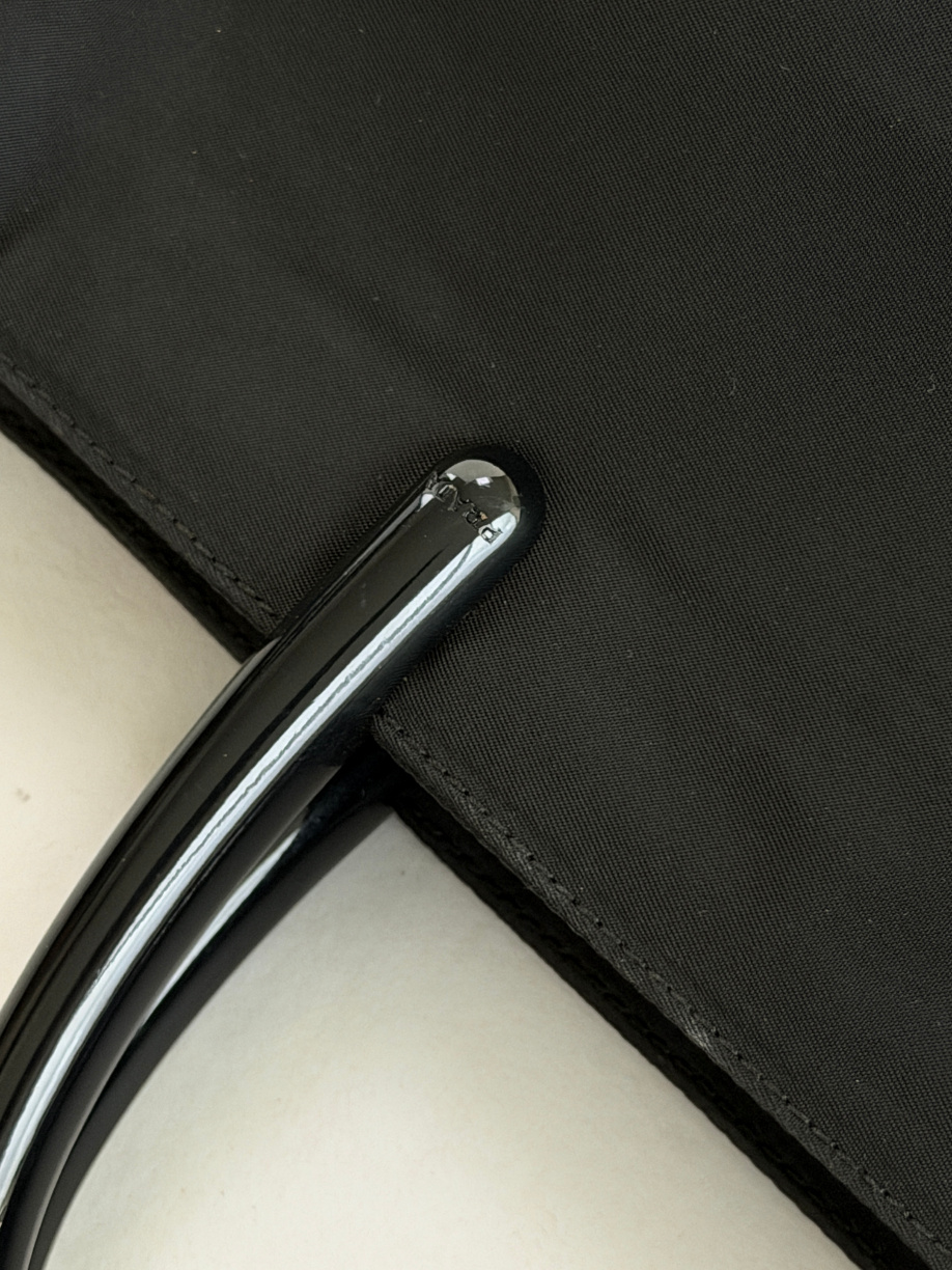 RR ARCHIVE Prada Tessuto Black Plexi Handle Tote