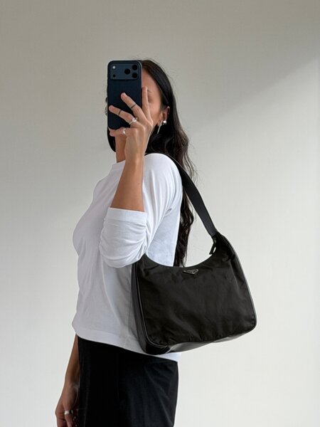 RR ARCHIVE Prada Leather Handle Nylon Bag