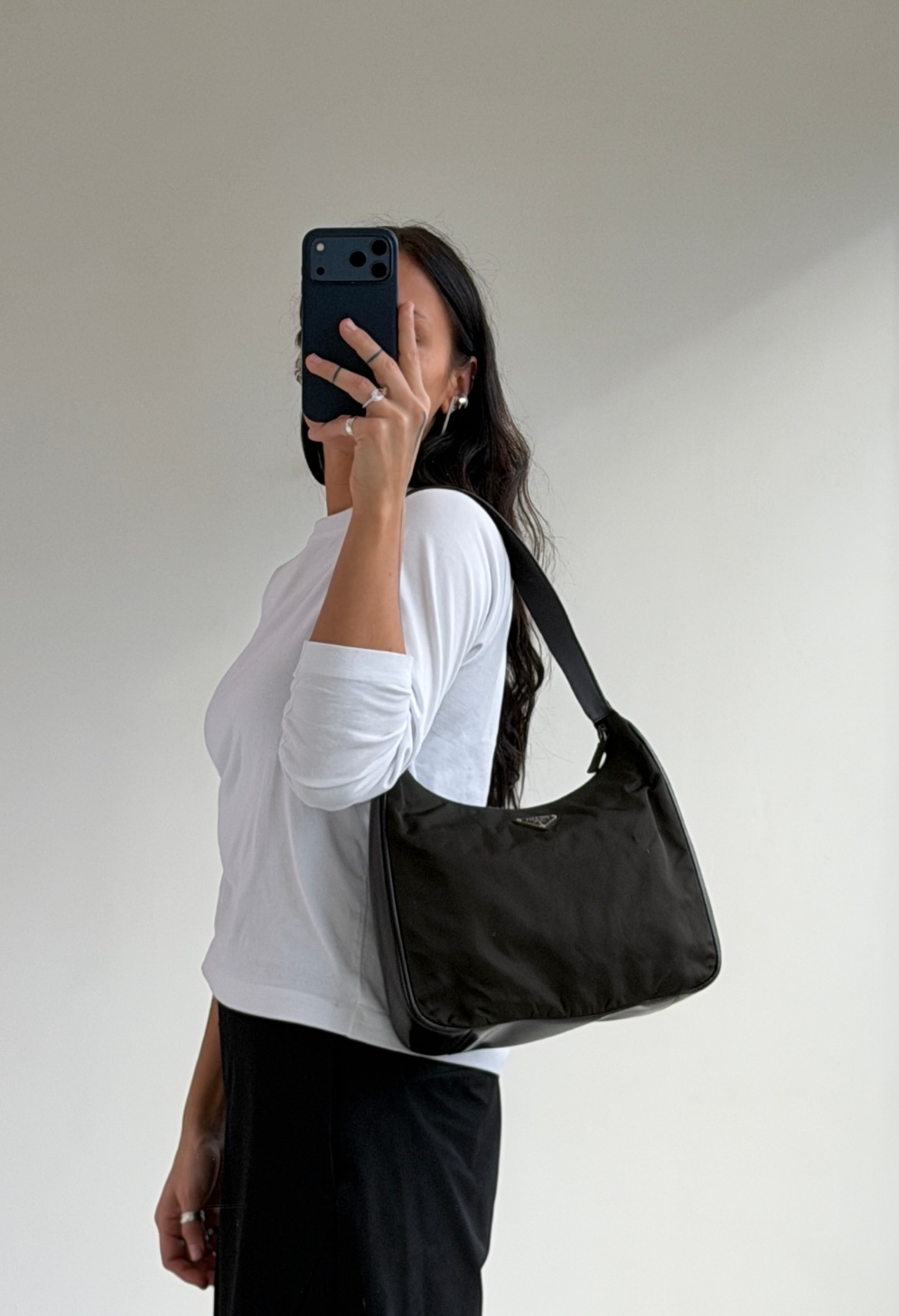 RR ARCHIVE Prada Leather Handle Nylon Bag