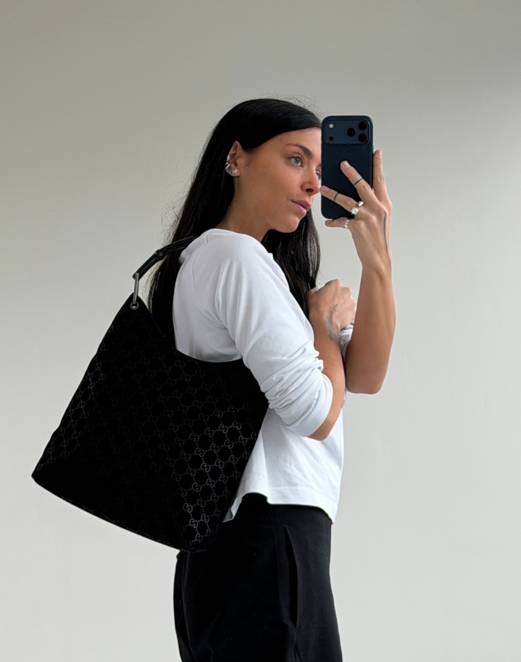 RR ARCHIVE Gucci GG Bamboo Suede Handbag