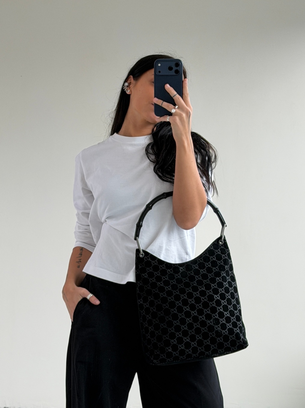 RR ARCHIVE Gucci GG Bamboo Suede Handbag