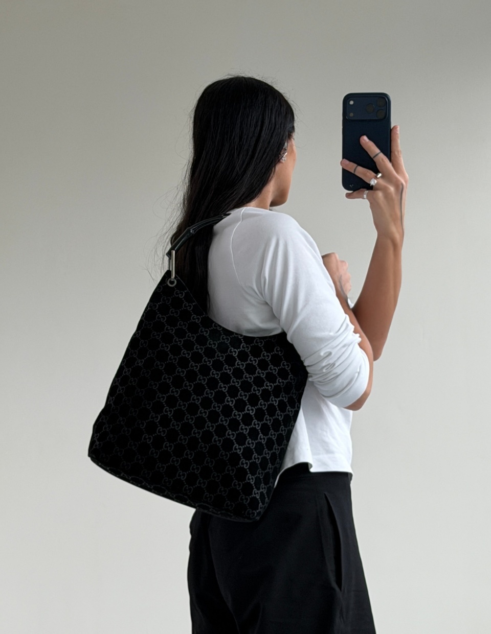 RR ARCHIVE Gucci GG Bamboo Suede Handbag