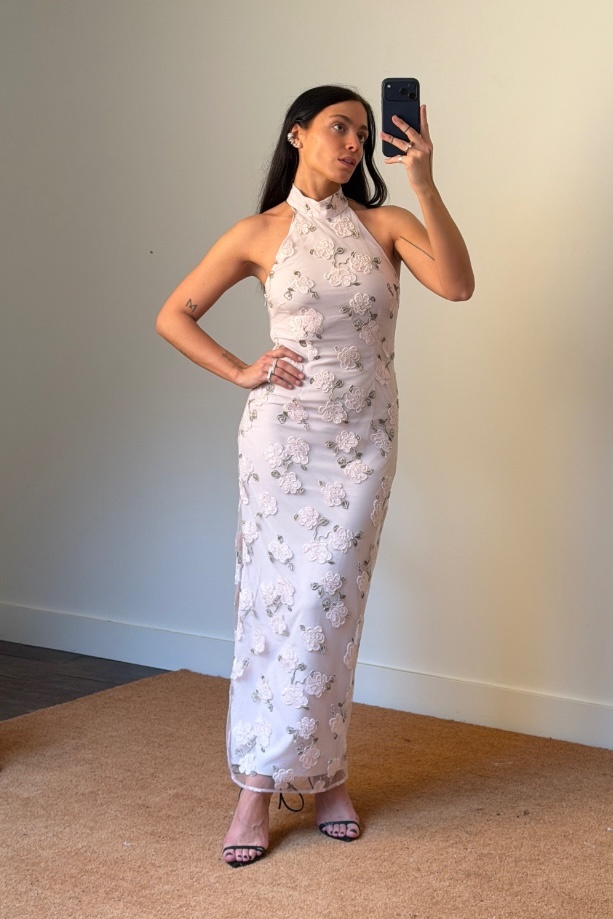 Rotate Flower Beads Maxi Dress