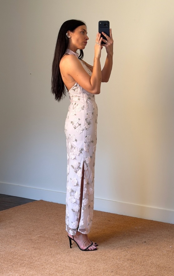 Rotate Flower Beads Maxi Dress