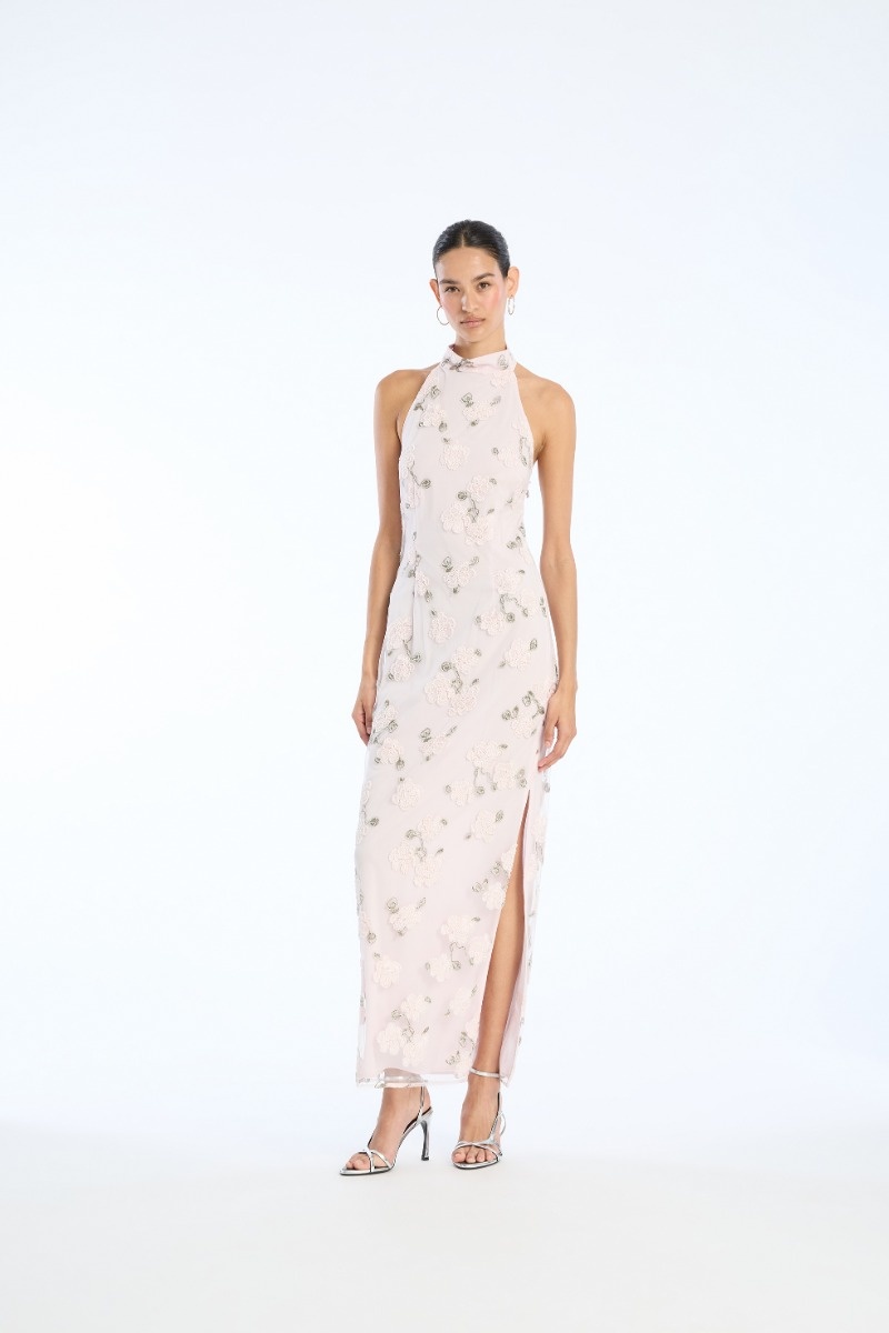 Rotate Flower Beads Maxi Dress