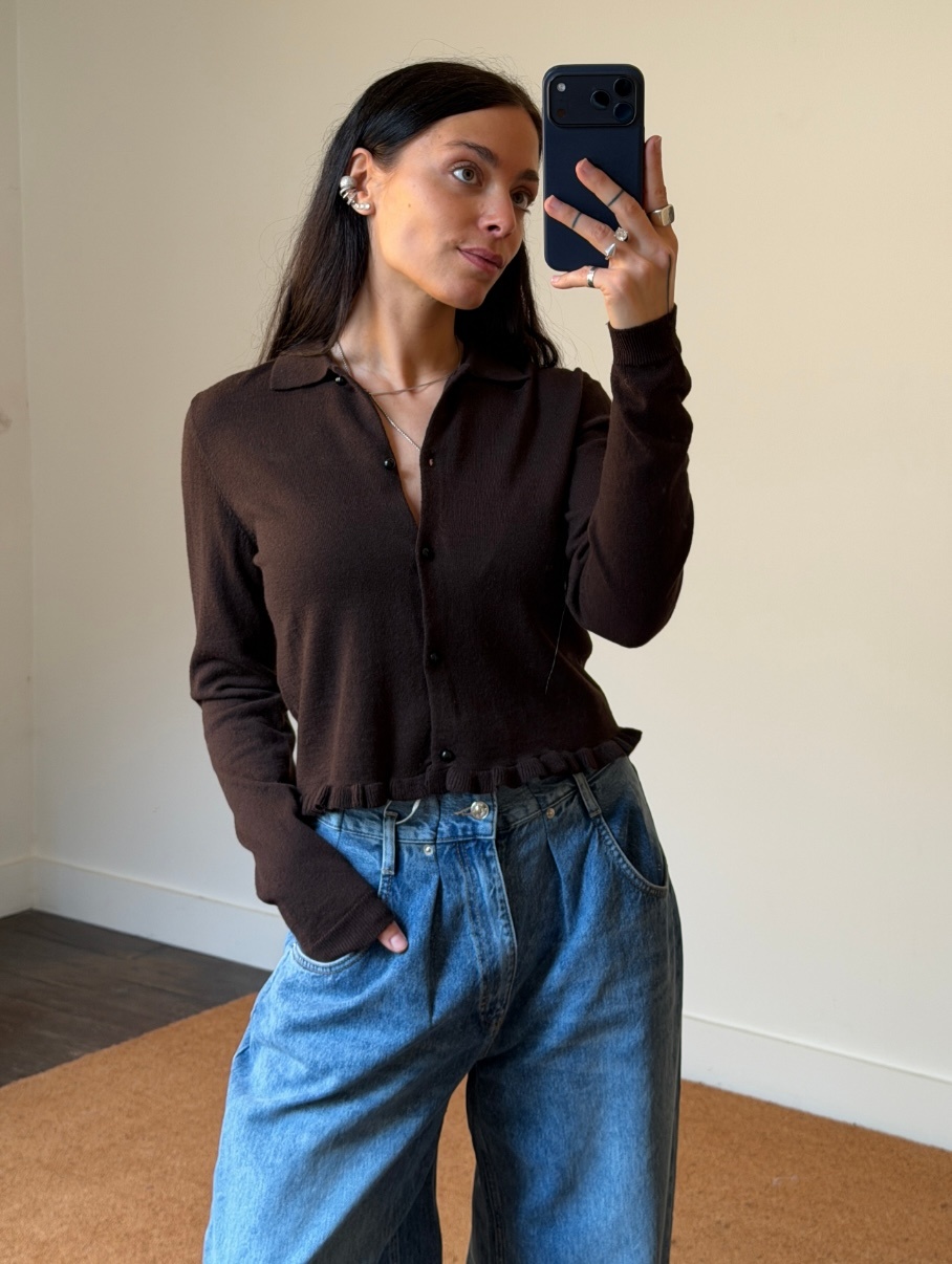 Rotate Knitted Polo Cardigan