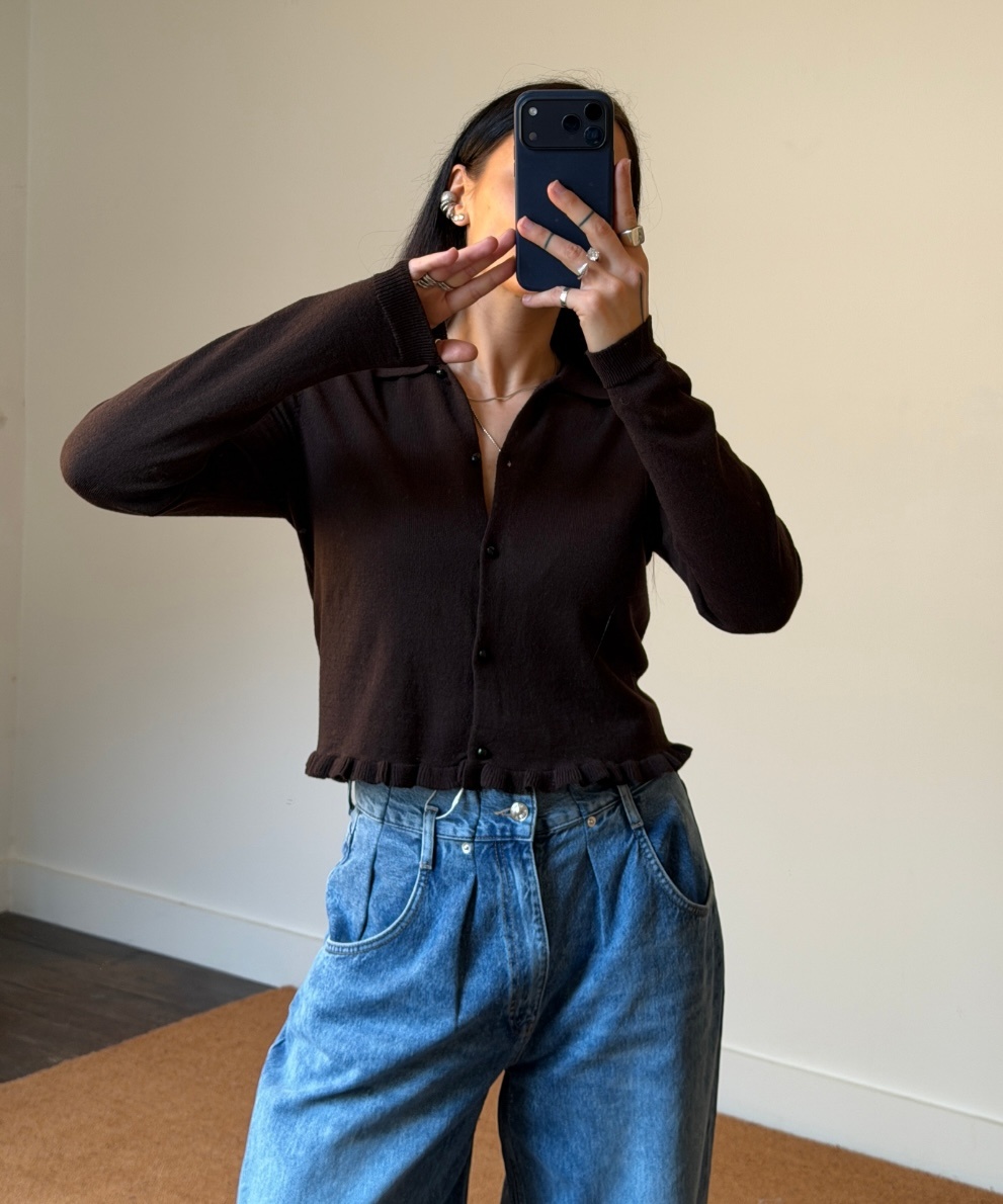 Rotate Knitted Polo Cardigan