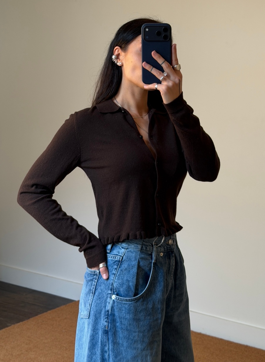 Rotate Knitted Polo Cardigan