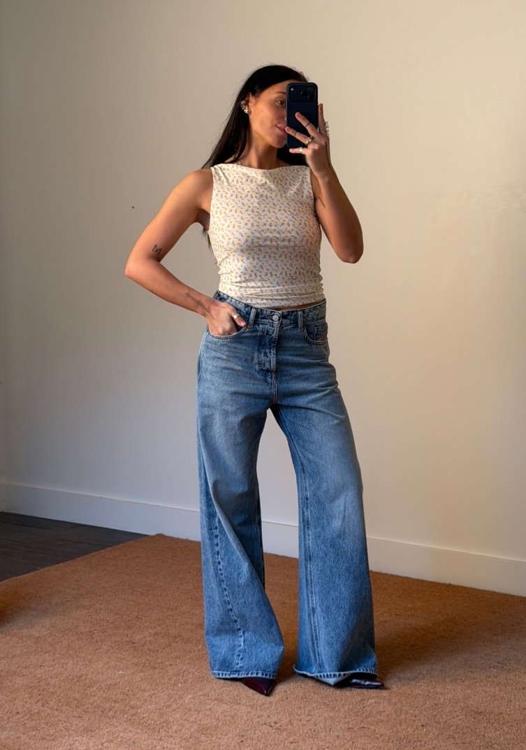 House of Sunny Double Layer Flower Mesh Top