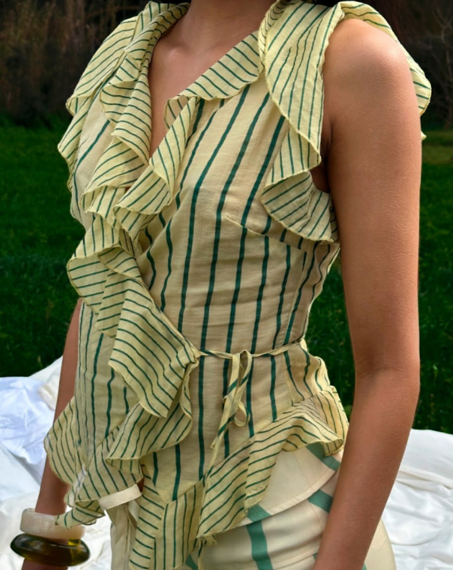 Laagam Bettina Striped Wrap Blouse