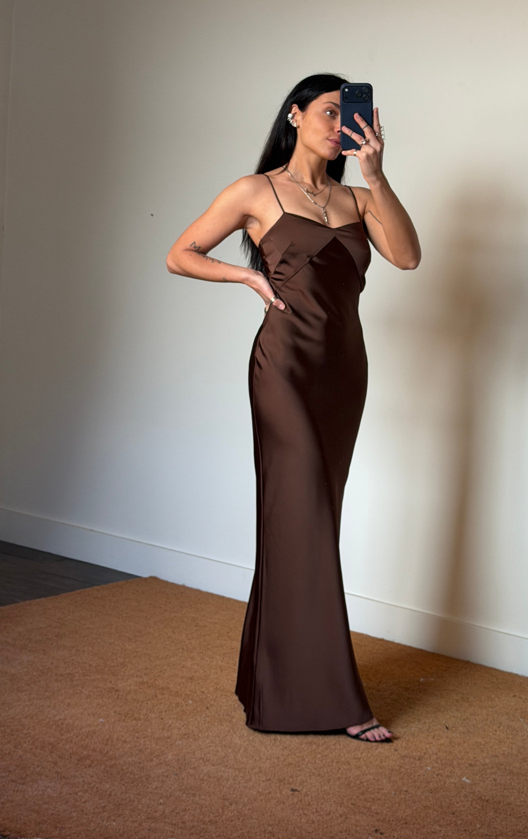 Rotate Satin Maxi Slip Dress