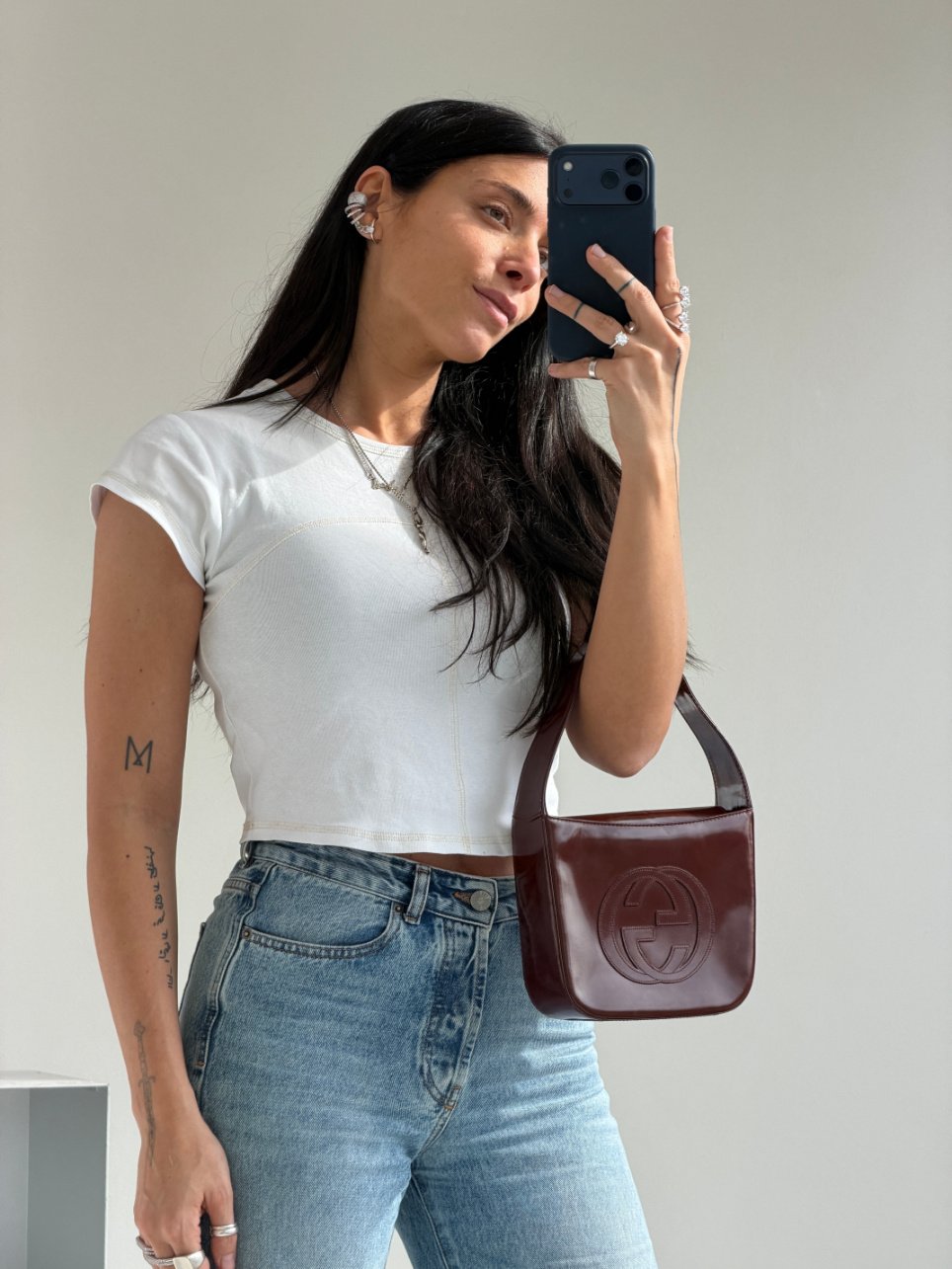 RR ARCHIVE Gucci Logo Patent Leather Handbag