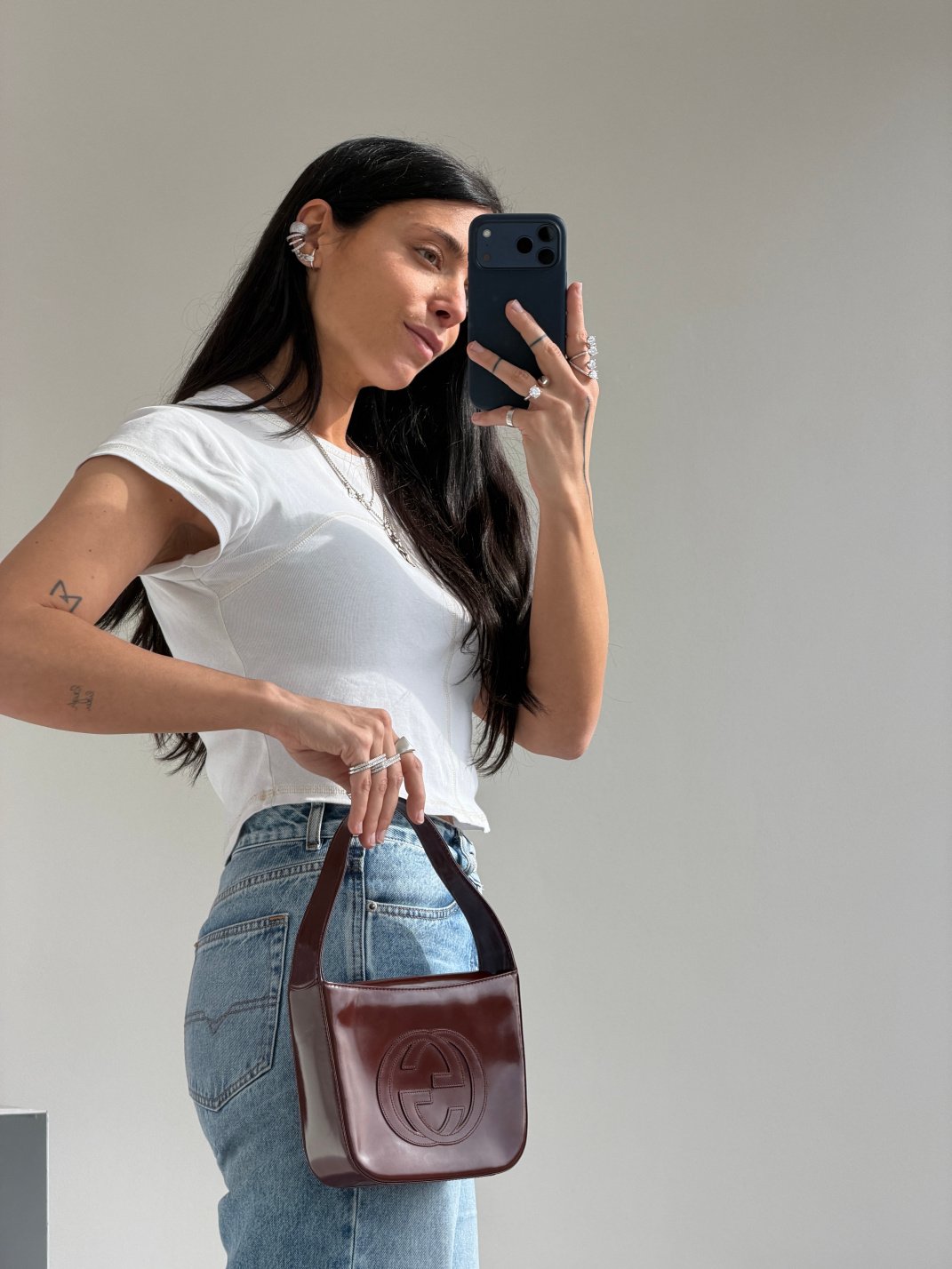 RR ARCHIVE Gucci Logo Patent Leather Handbag