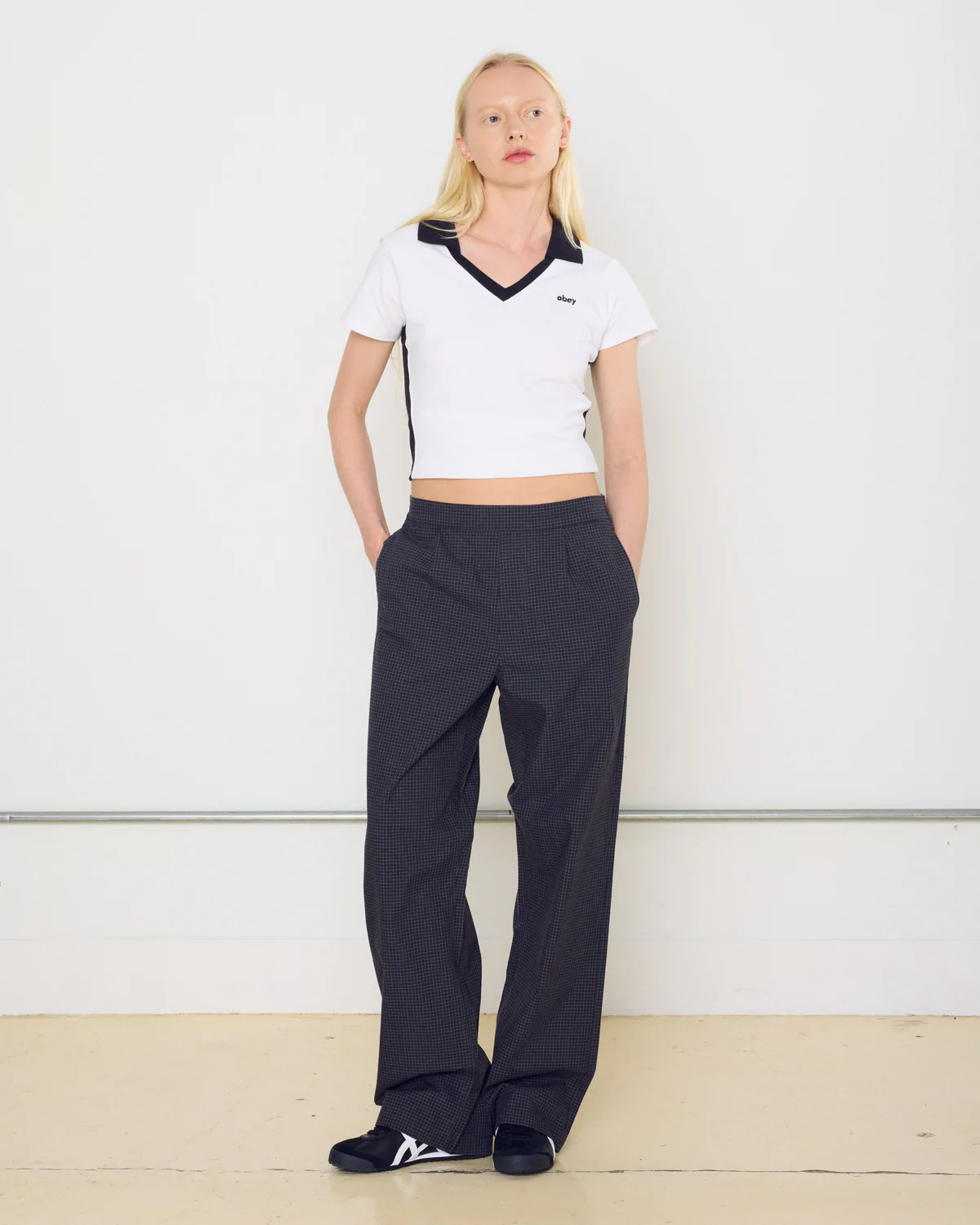 Obey Women Thursday Micro Plaid Trousers