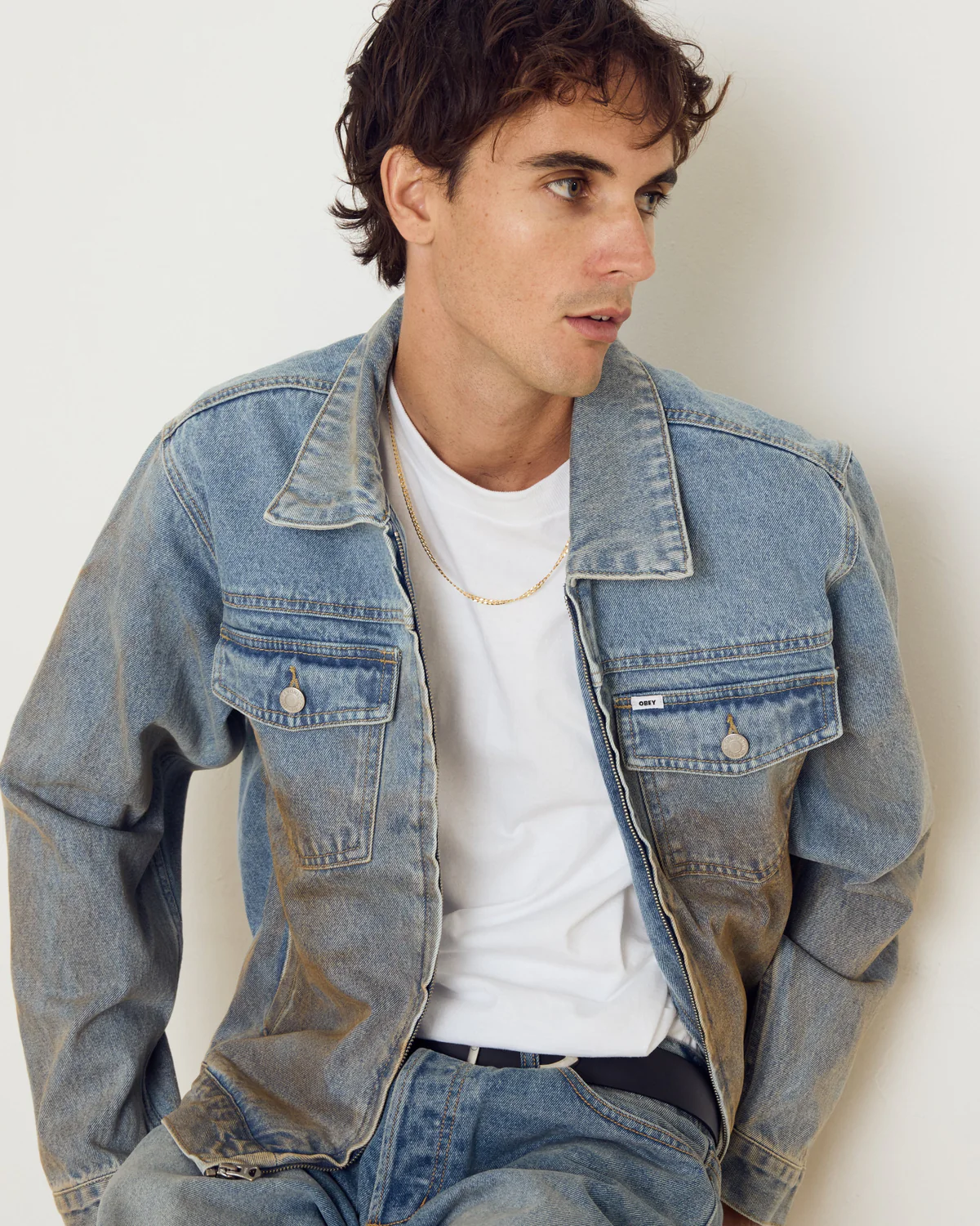 Obey Men Base Vintrage Trucker Jacket