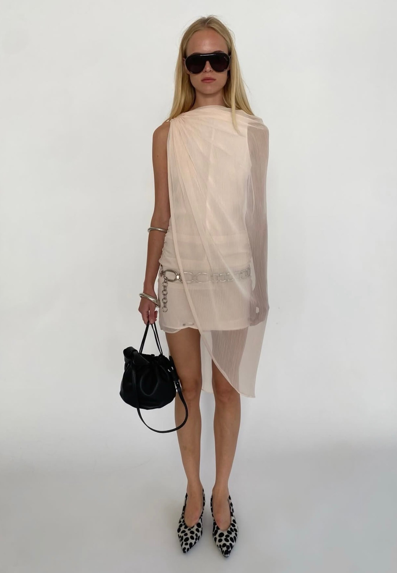 Rotate Chiffon Mini Cape Dress