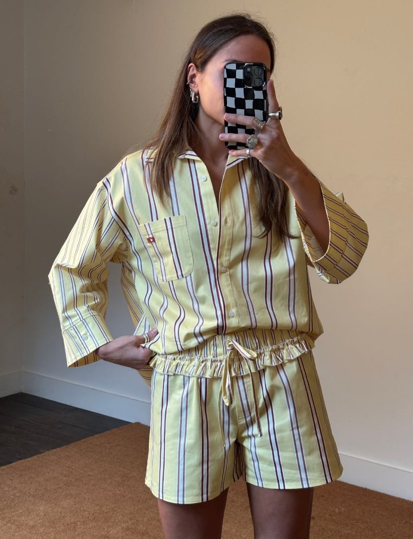 Laagam Caos Butter Striped Shorts