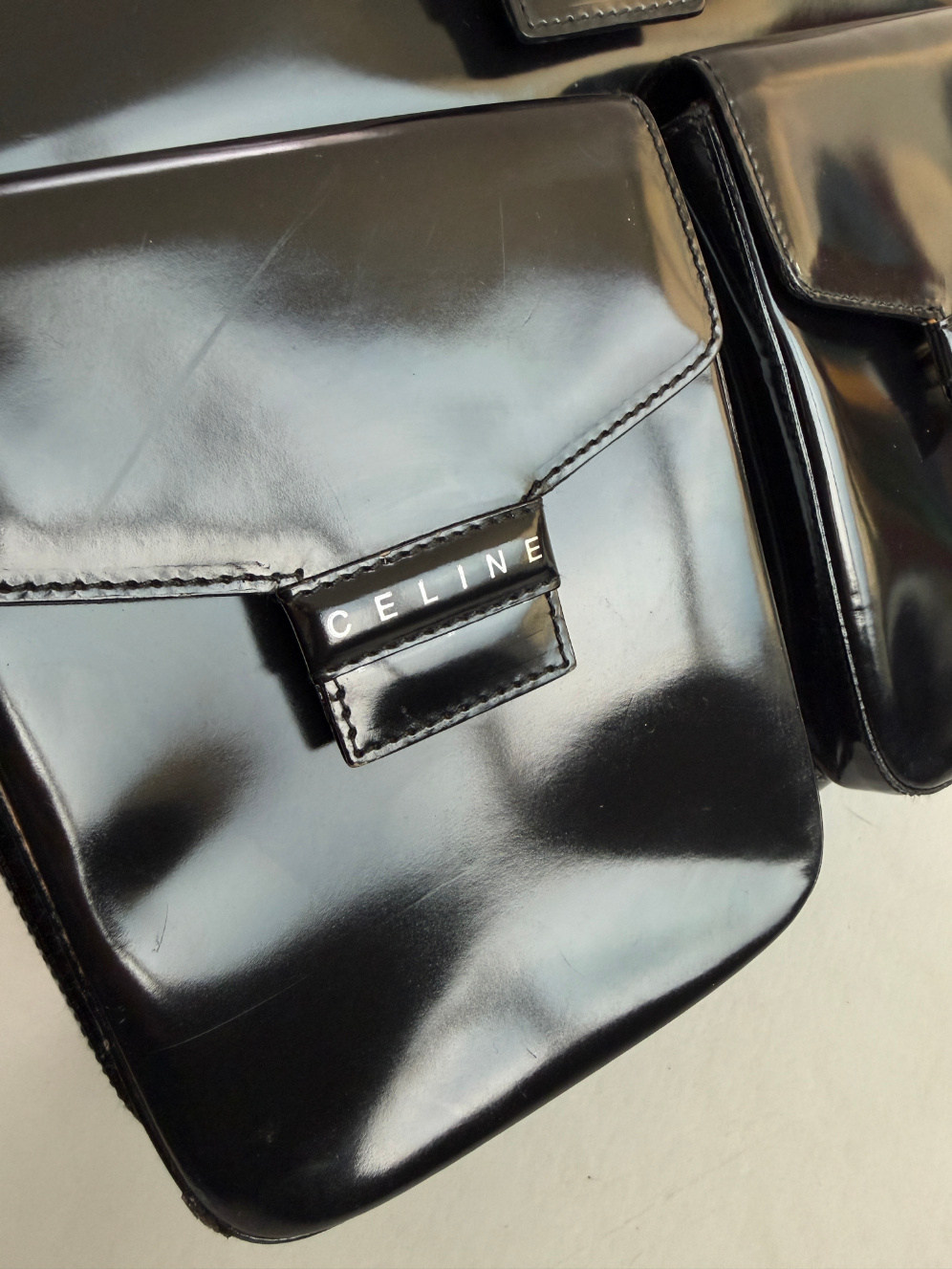 RR ARCHIVE Celine Patent Pocket Shoulder Bag