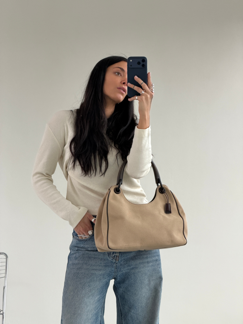 RR ARCHIVE Gucci Wood Handle Canvas Bag