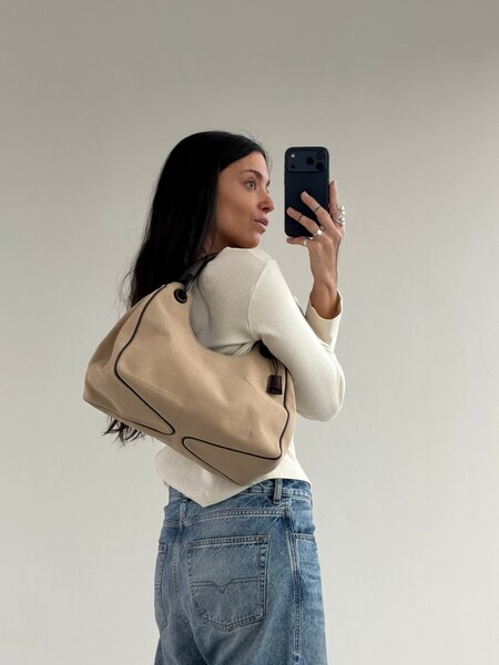 RR ARCHIVE Gucci Wood Handle Canvas Bag