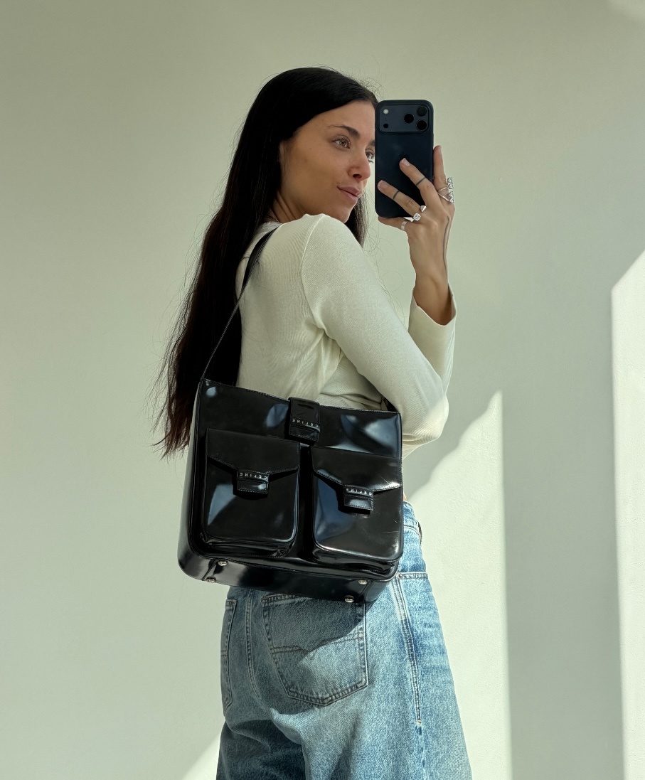 RR ARCHIVE Celine Patent Pocket Shoulder Bag