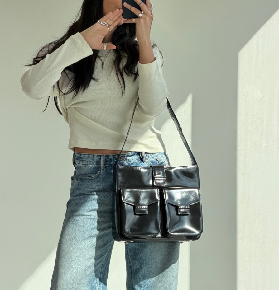 RR ARCHIVE Celine Patent Pocket Shoulder Bag