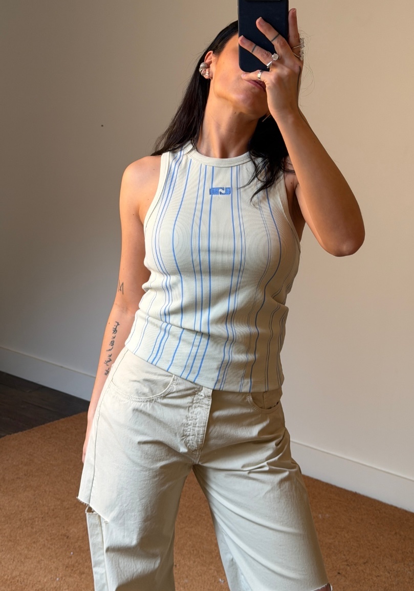 Laagam Striped Embroidered Logo Tank Top