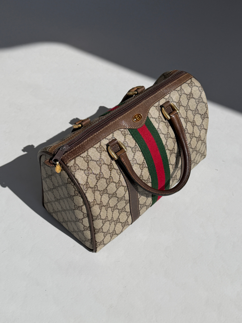 RR ARCHIVE Gucci GG Web Sherry Line Boston Bag