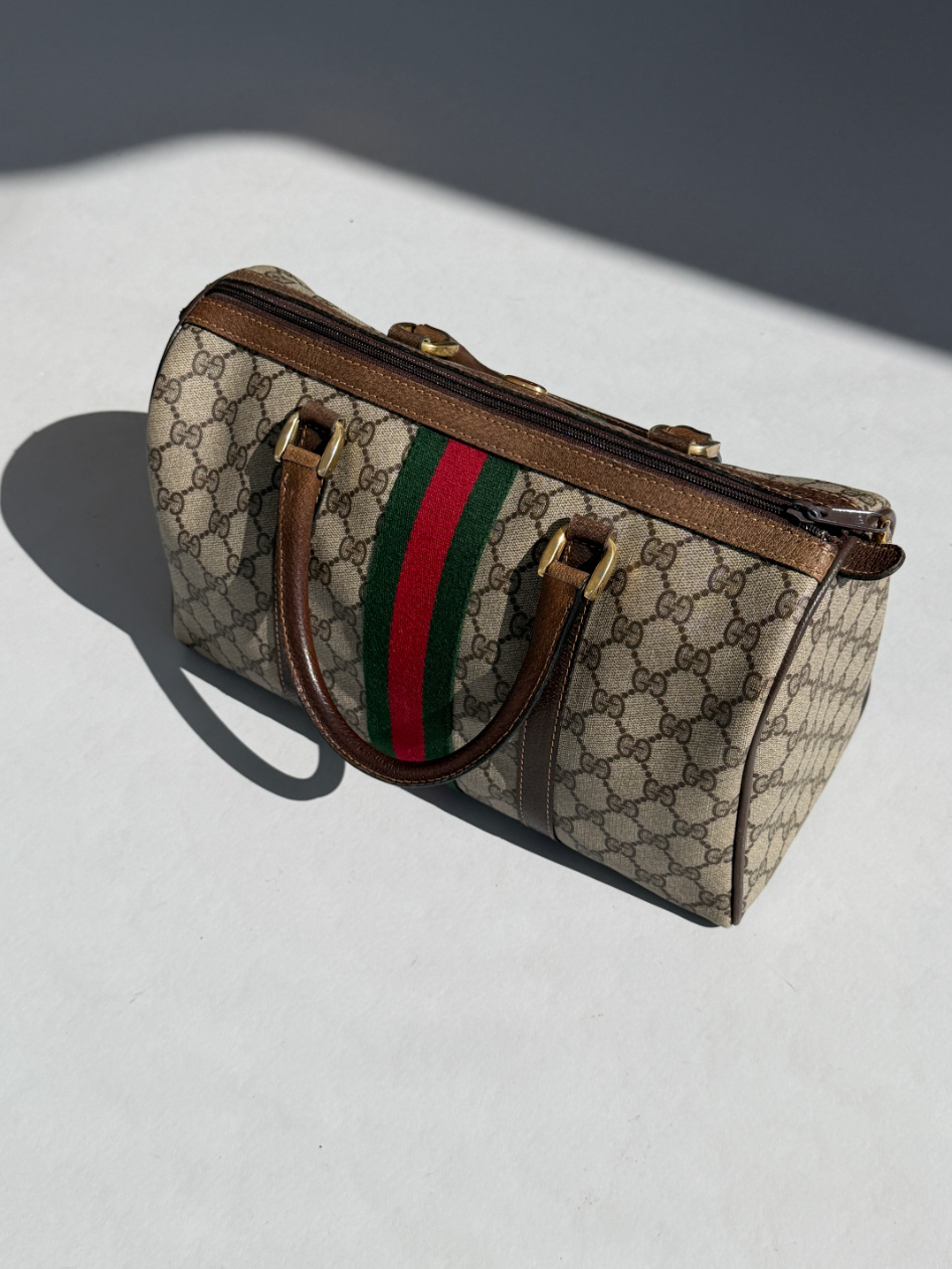 RR ARCHIVE Gucci GG Web Sherry Line Boston Bag