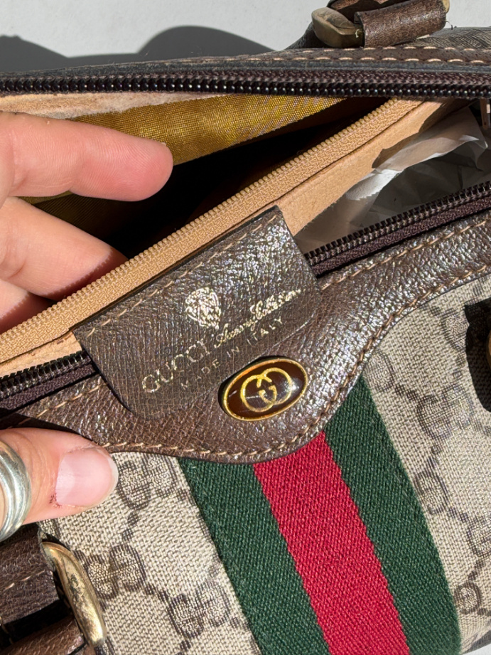 RR ARCHIVE Gucci GG Web Sherry Line Boston Bag