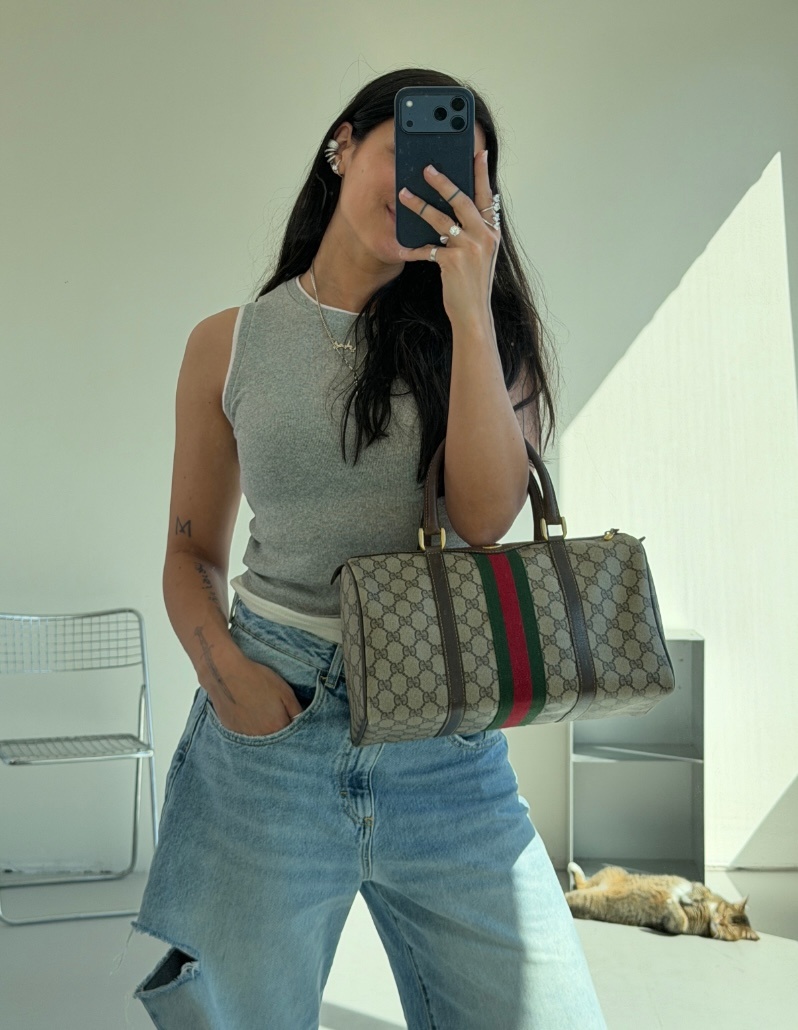 RR ARCHIVE Gucci GG Web Sherry Line Boston Bag