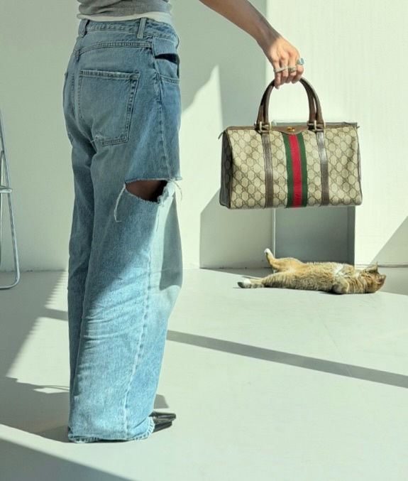 RR ARCHIVE Gucci GG Web Sherry Line Boston Bag