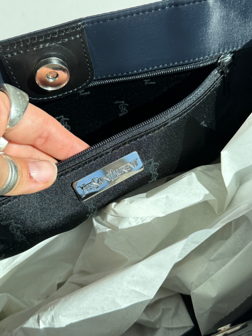 RR ARCHIVE Yves Saint Laurent Satin Logo Shoulder Bag