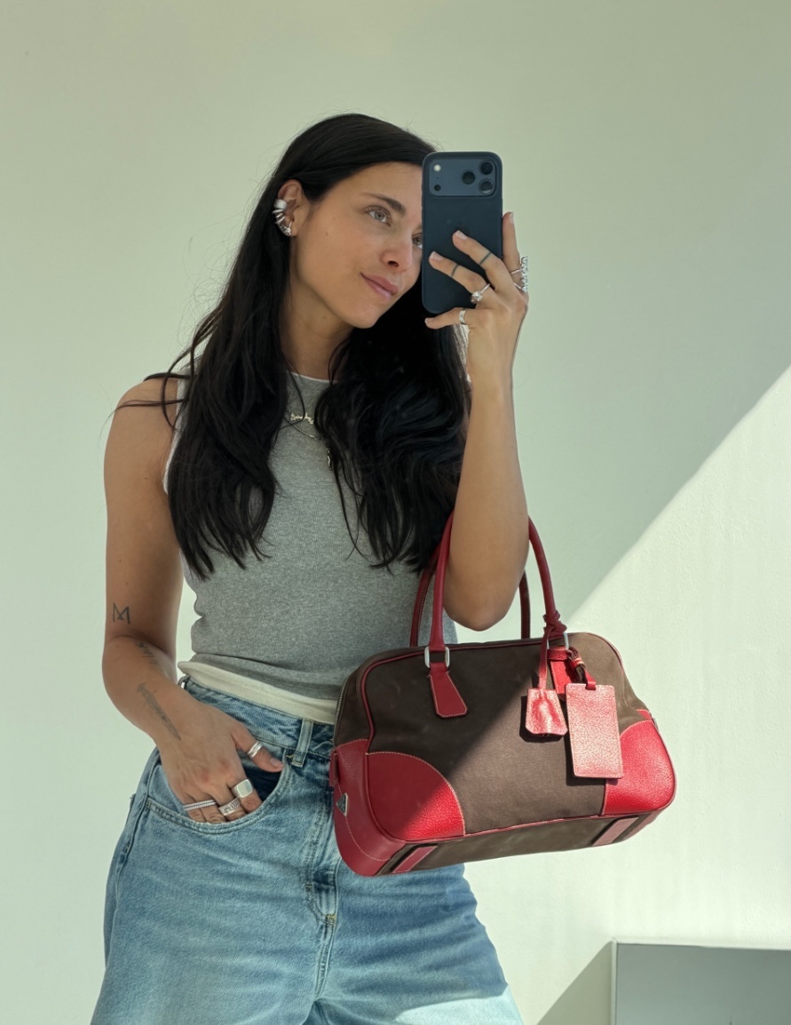 RR ARCHIVE Prada Canvas & Leather Bowling Bag