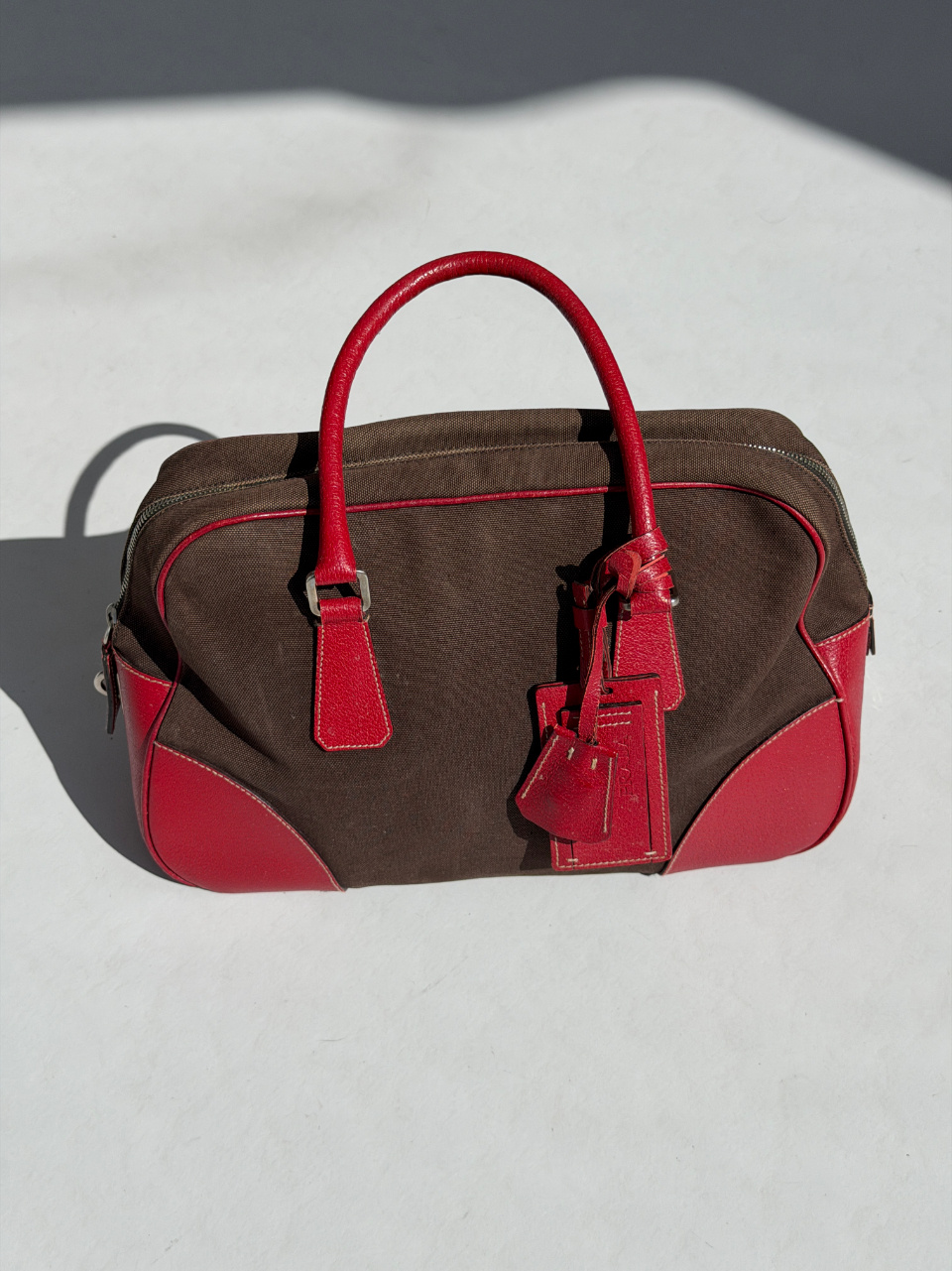 RR ARCHIVE Prada Canvas & Leather Bowling Bag