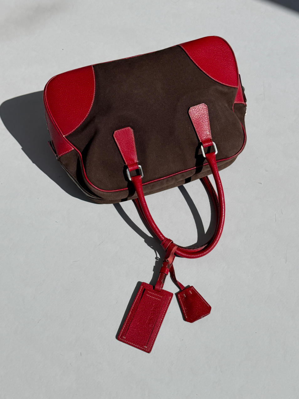 RR ARCHIVE Prada Canvas & Leather Bowling Bag