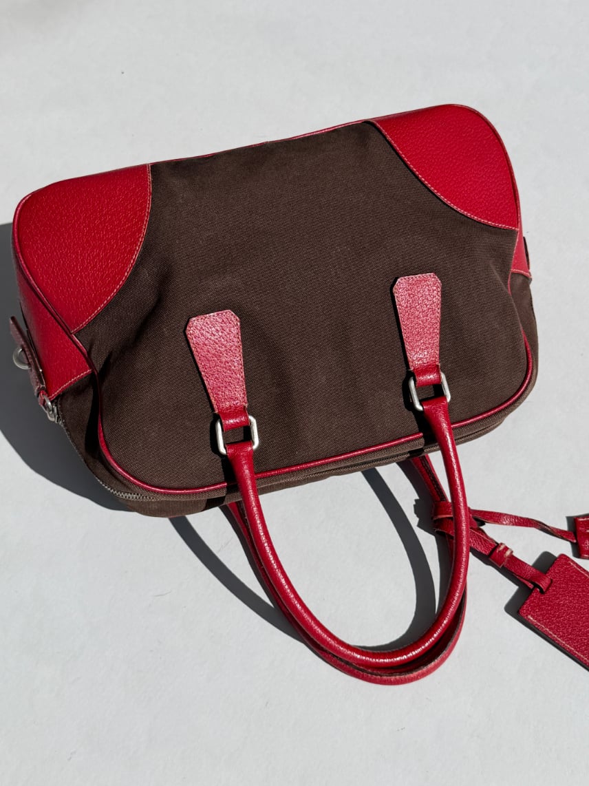 RR ARCHIVE Prada Canvas & Leather Bowling Bag