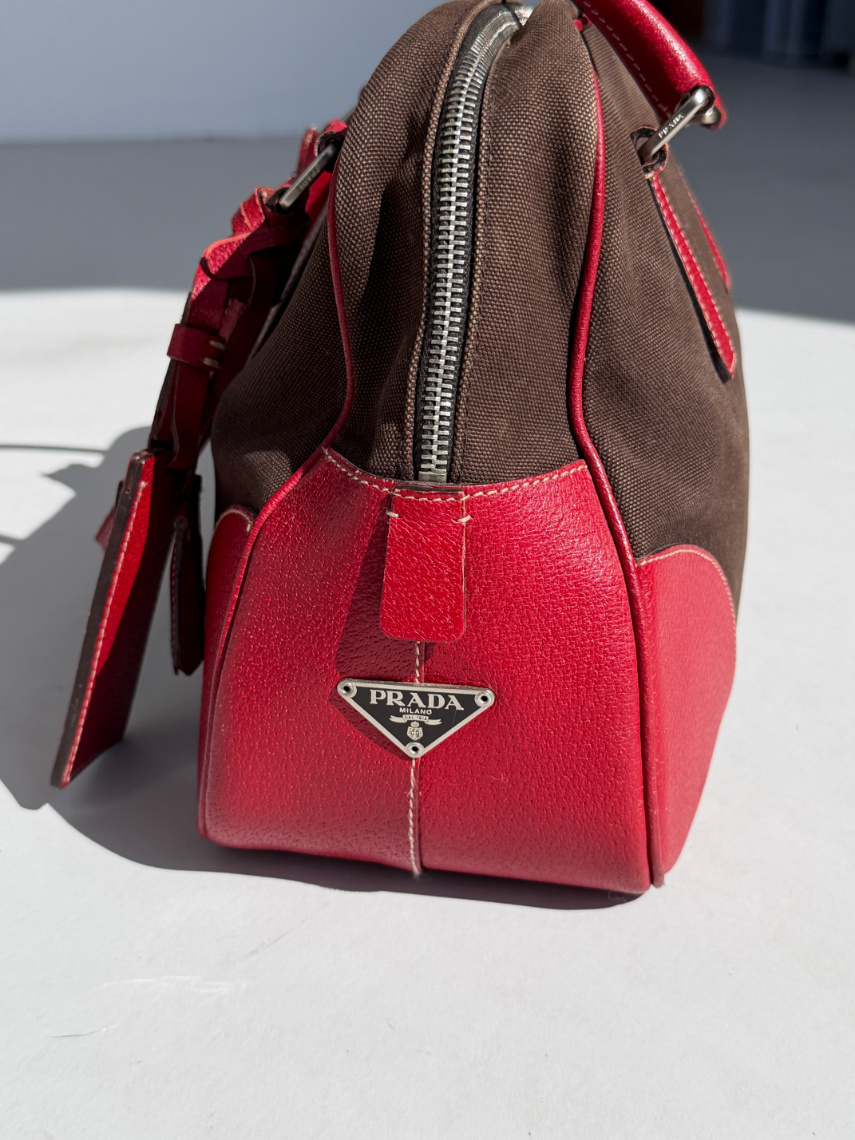 RR ARCHIVE Prada Canvas & Leather Bowling Bag