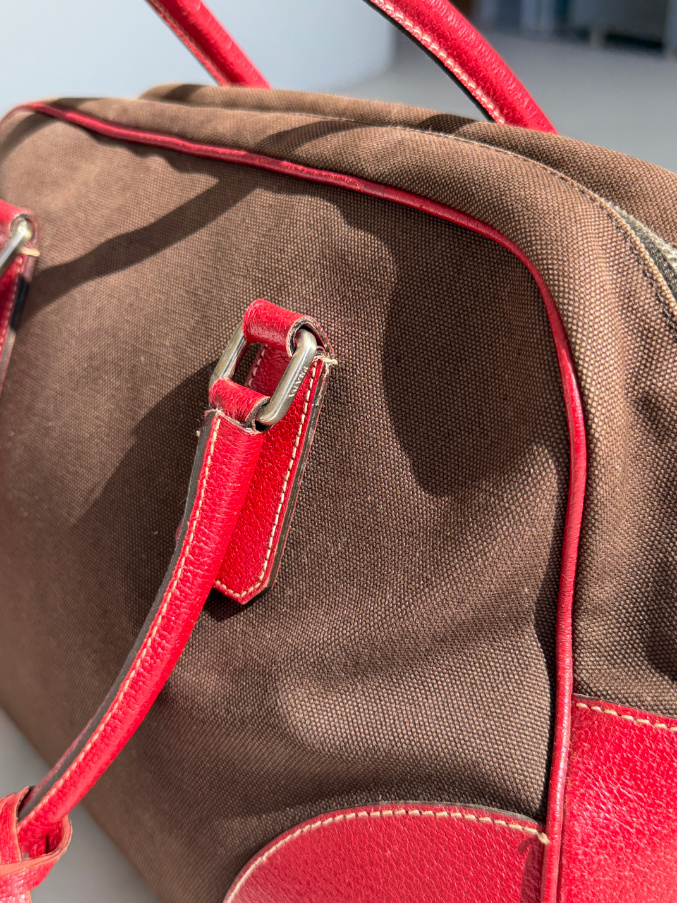 RR ARCHIVE Prada Canvas & Leather Bowling Bag