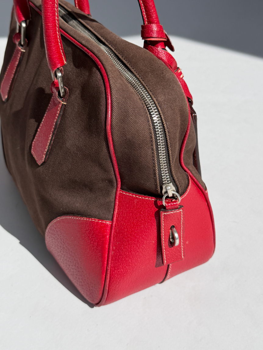 RR ARCHIVE Prada Canvas & Leather Bowling Bag