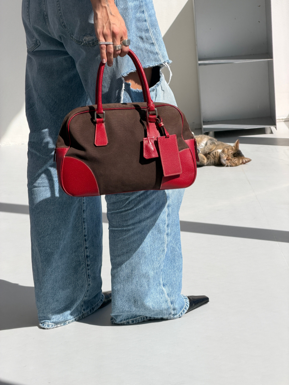 RR ARCHIVE Prada Canvas & Leather Bowling Bag